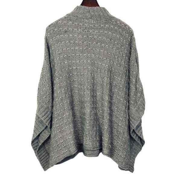 LAmade Gray Knit Poncho Sweater with Mock Turtleneck - Picture 3 of 7